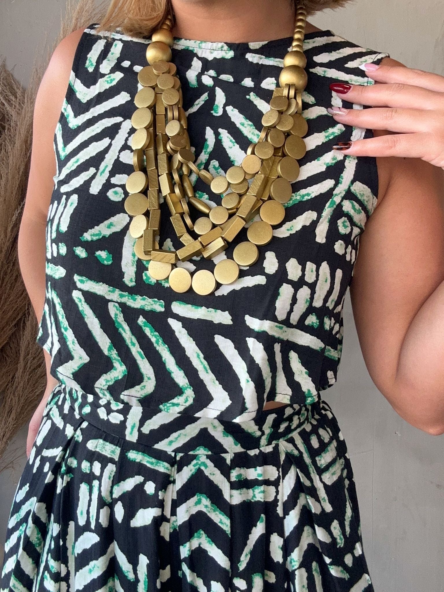 Wood Necklace & Earrings Set