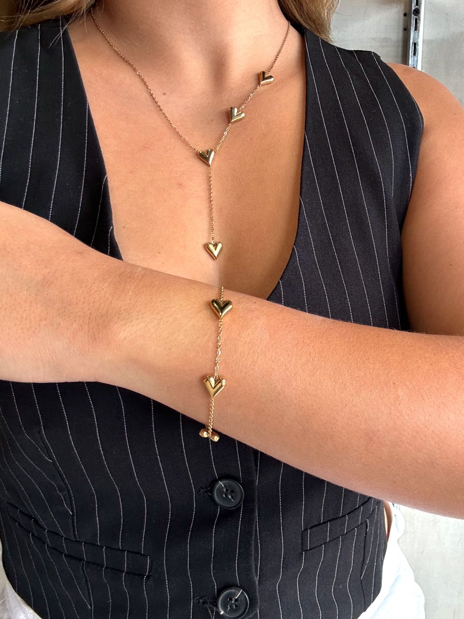 Heart Shaped Necklace & Bracelet Set