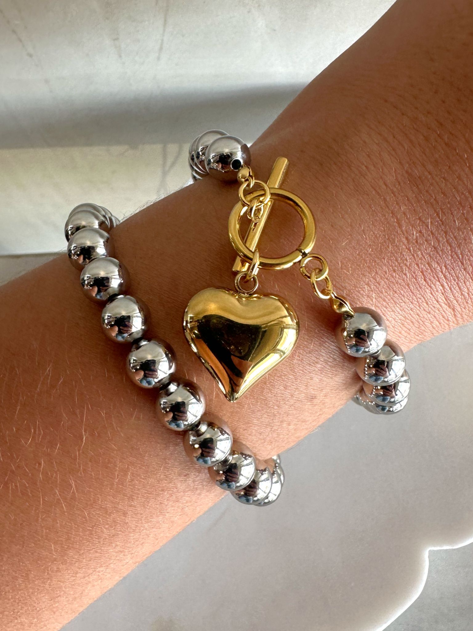 Two Tone Heart Bracelet
