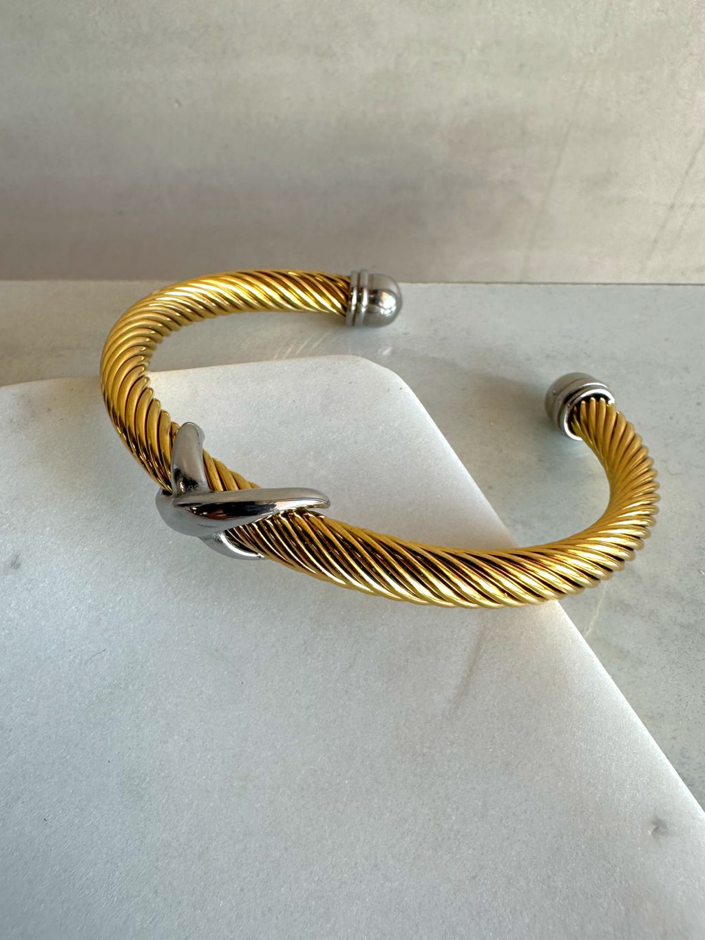 Gold X Cable Bangle