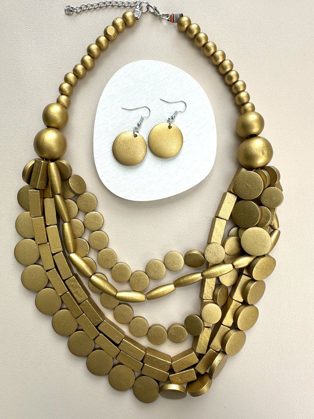 Wood Necklace & Earrings Set