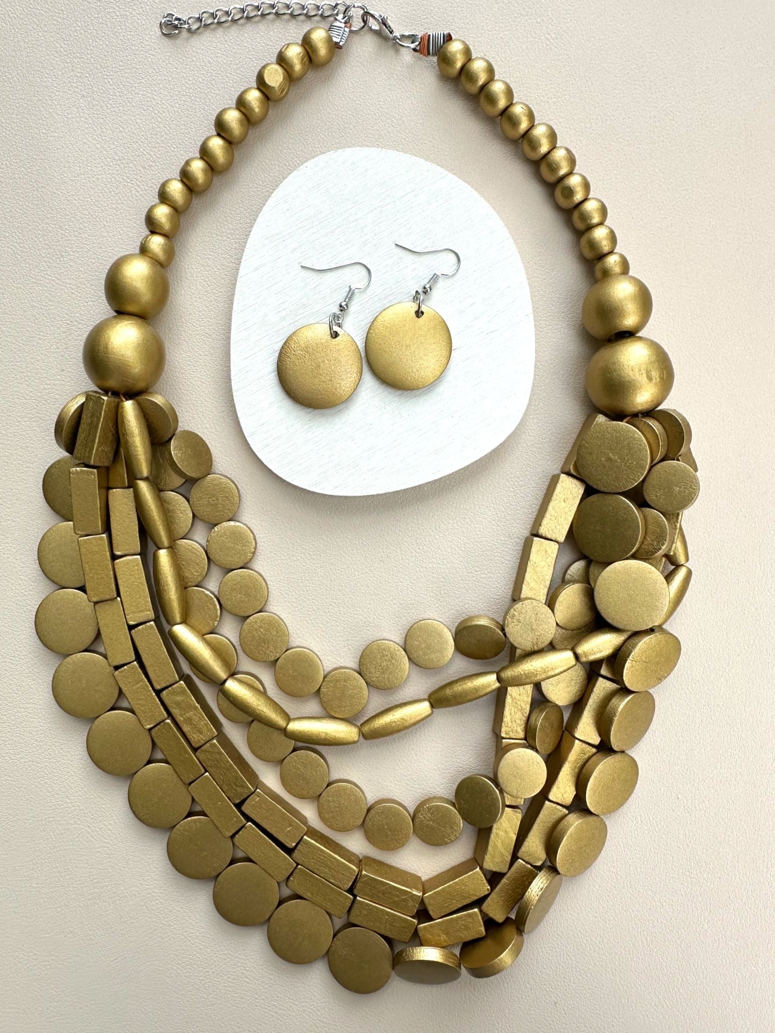 Wood Necklace & Earrings Set