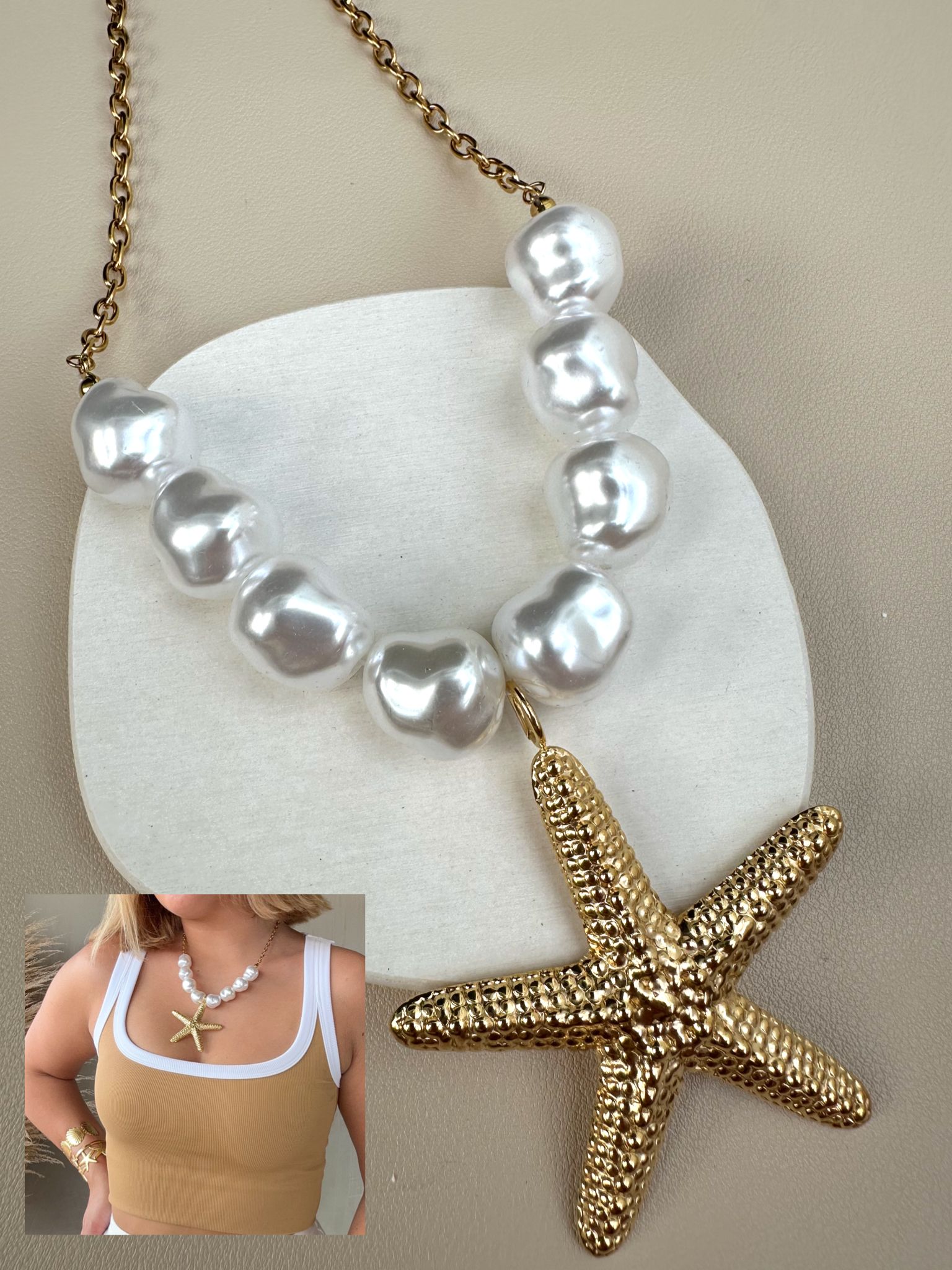 Starfish & Pearl Necklace