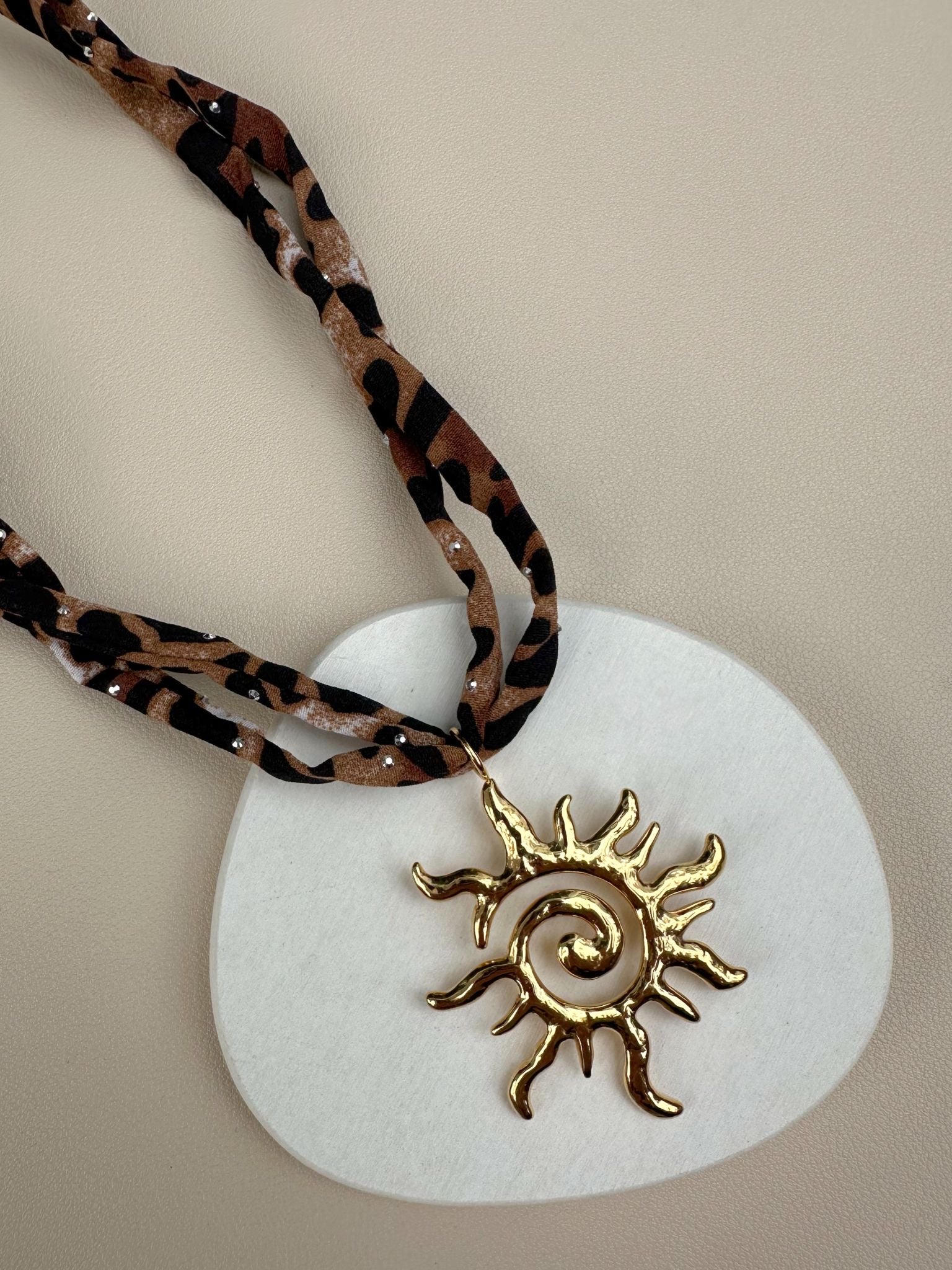 Sun & Animal Print Necklace