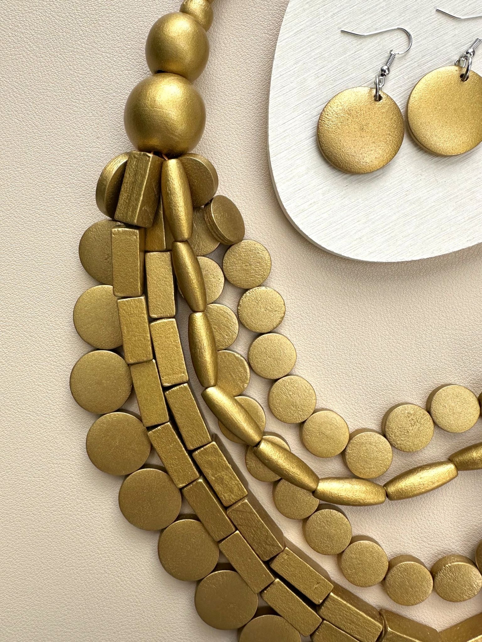 Wood Necklace & Earrings Set