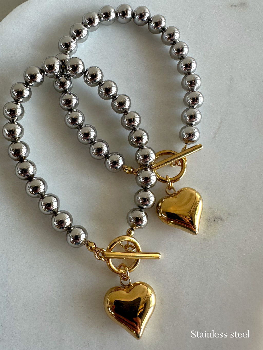 Two Tone Heart Bracelet