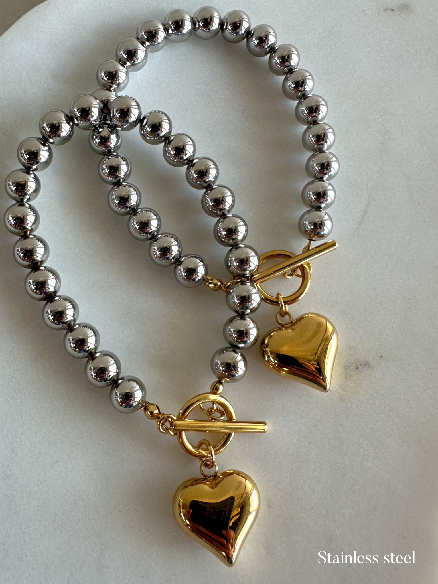 Two Tone Heart Bracelet