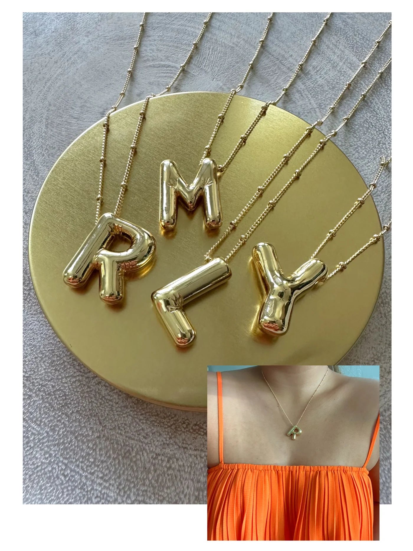 Gold 3D Balloon Initials (with box)